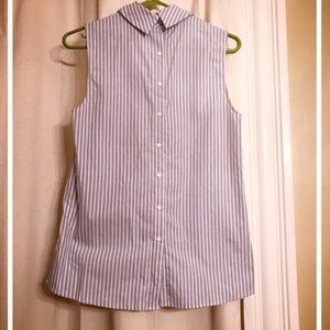 H&M Sleeveless Button Down Shirt Blue & White